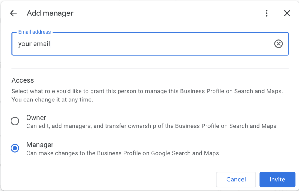 add managers to google business profile